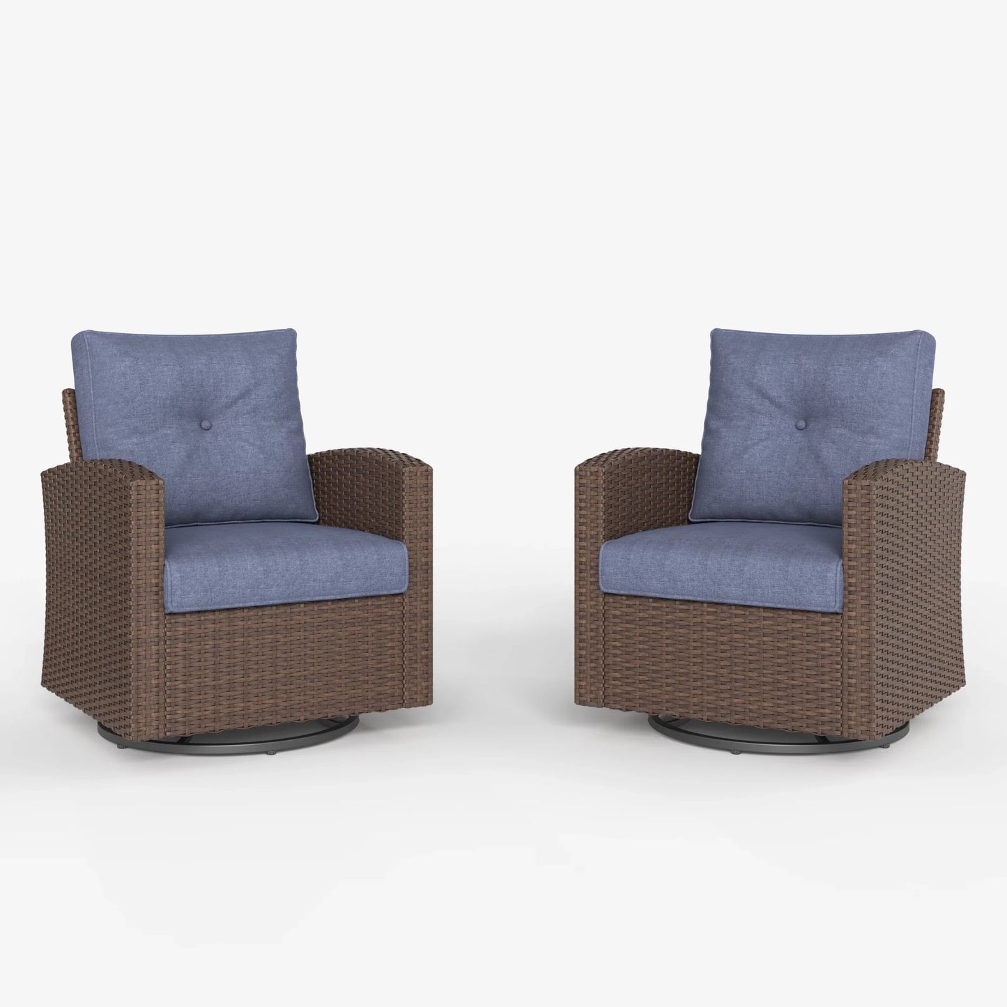 LayinSun Traditional Wicker Swivel Chairs Set of 2 - Latina Collection