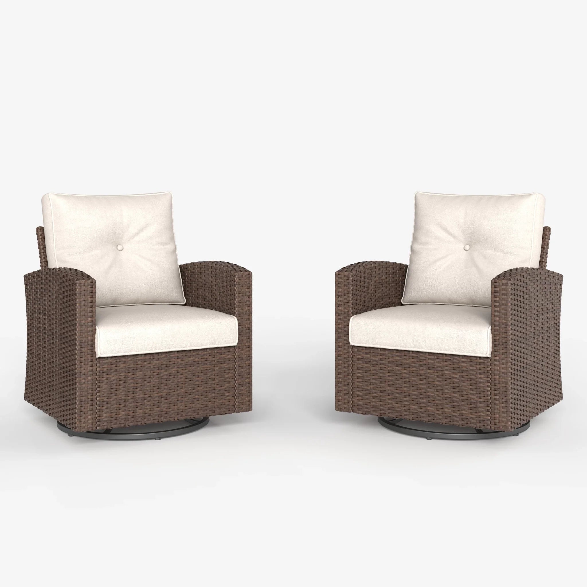 LayinSun Traditional Wicker Swivel Chairs Set of 2 - Latina Collection