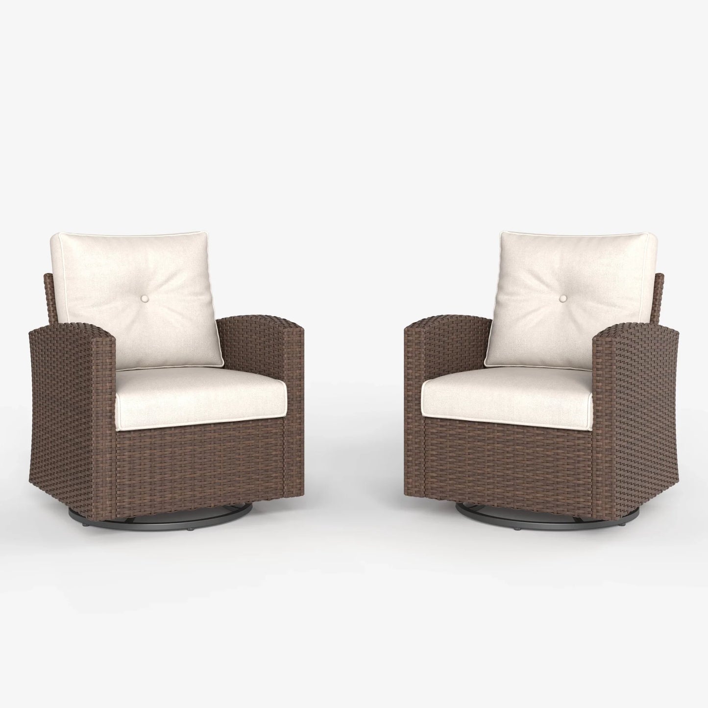 LayinSun Traditional Wicker Swivel Chairs Set of 2 - Latina Collection
