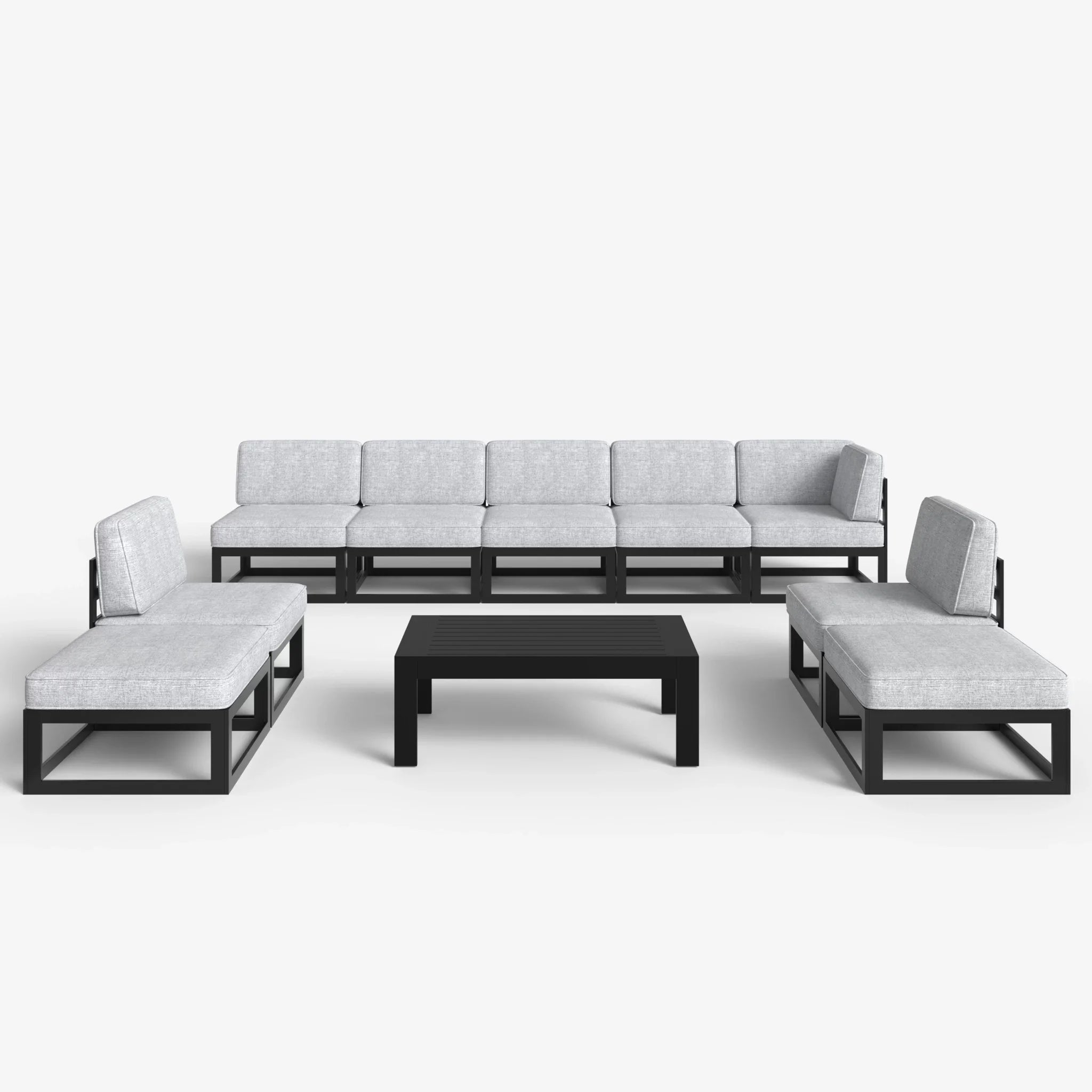 LayinSun 10 - Piece Large Outdoor Modular Sectional Set with Coffee Table