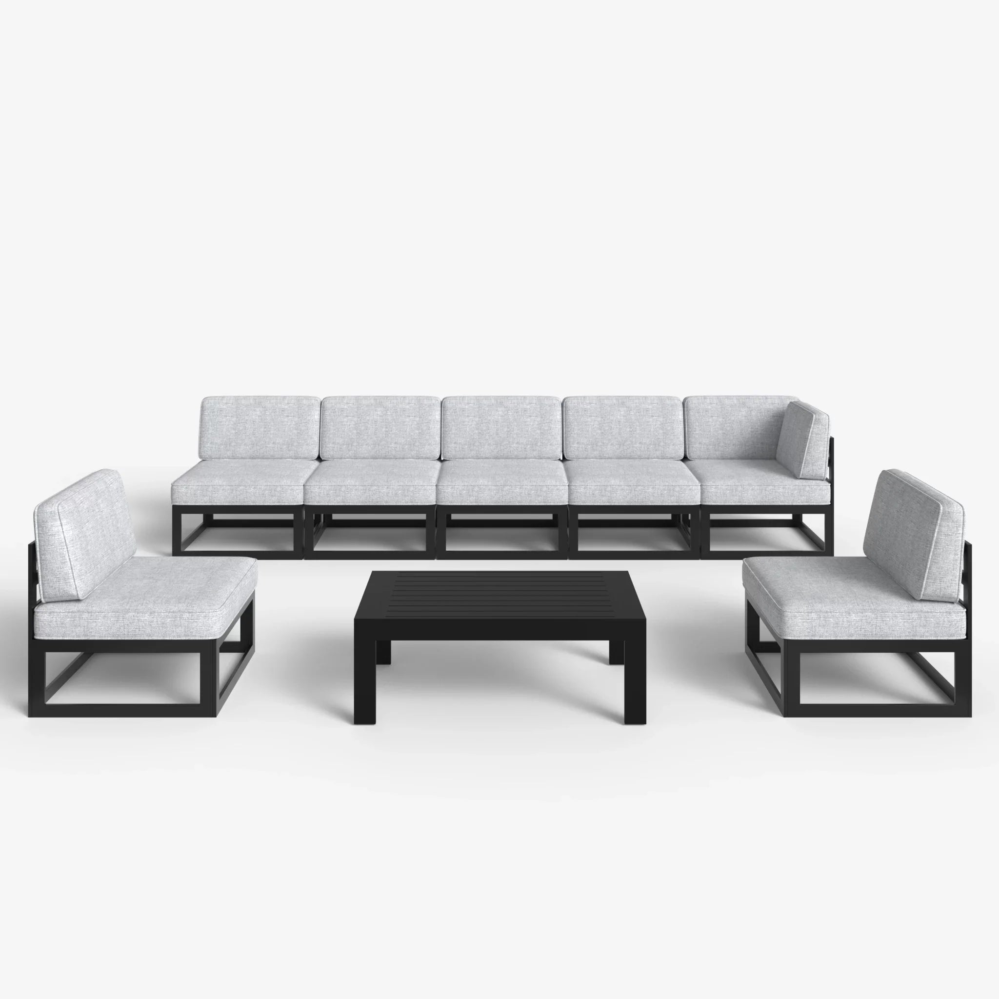 LayinSun 8 - Piece Large Outdoor Modular Sectional Set with Coffee Table