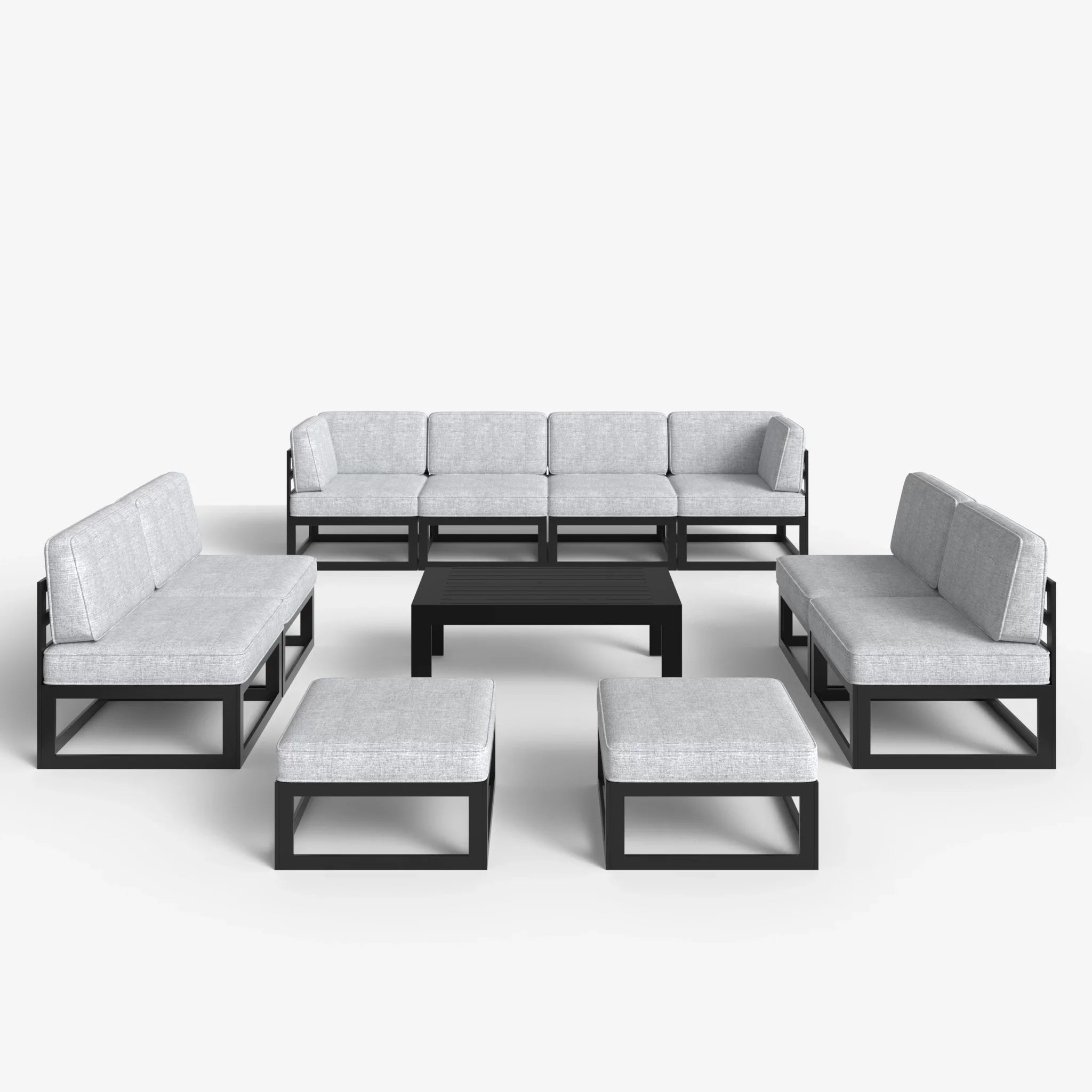 LayinSun 11 - Piece Large Outdoor Modular Sectional Set with Coffee Table